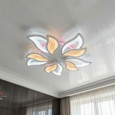 Люстра в дитячу з листочками Diasha 130W до 20 м² колір Білий 9033/5WH 3col dim