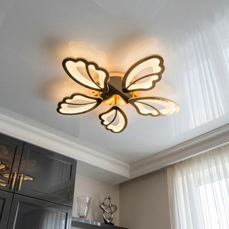 Потолкова люстра пелюстки Diasha 80W до 18 м² колір Золото 8166/5G LED 3color dimmer