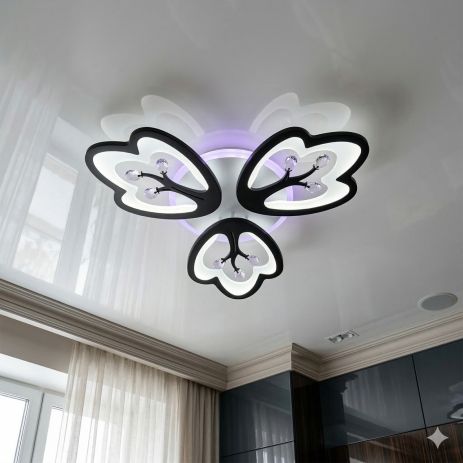 Плафон стельовий пелюстки Diasha 60W до 16 м² колір Чорний 8148/3BK 3col dim