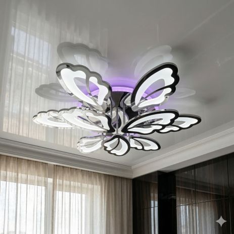 Люстра з пелюстками та підсвіткою Diasha 140W до 20 м² колір Хром 8166/6+3HR 3col dim