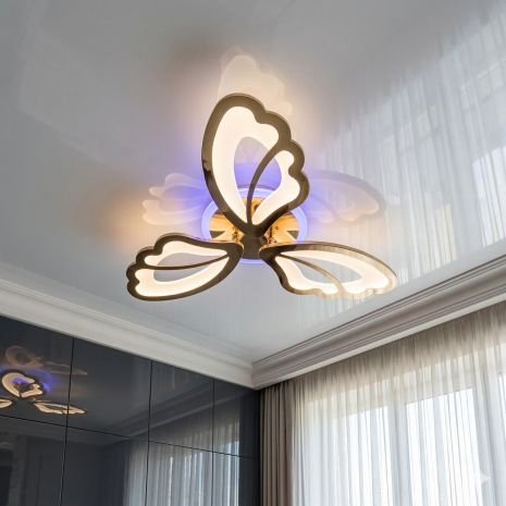 Люстра в спальню листочки Diasha 50W до 12 м² колір Золото 8166/3G LED 3color dimmer