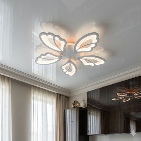 Люстра пелюстки в спальню Diasha 80W до 18 м² колір Білий 8166/5WH 3col dim