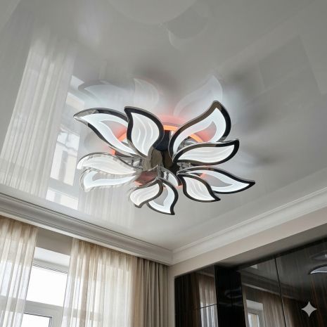 Люстра листочки стельова Diasha 130W до 20 м² колір Хром 9033/5HR 3col dim