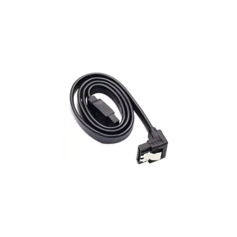 Кабель SATA 3.0 7pin 6,0 Гбіт/с 26 AWG прямий + кутовий конектор із засувками, 0.4м Black