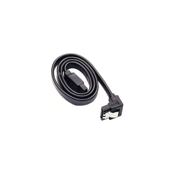 Кабель SATA 3.0 7pin 6,0 Гбіт/с 26 AWG прямий + кутовий конектор із засувками, 0.4м Black Кабель SATA 3.0 7pin 6,0 Гбіт/с 26 AWG прямий + кутовий конектор із засувками, 0.4м Black