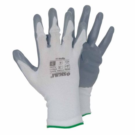 Трикотажні рукавички з частковим нітриловим покриттям р9 (сірі, з манжетом) SIGMA 9443511