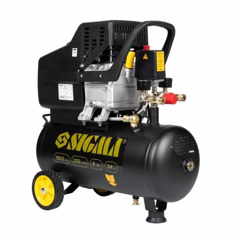Компресор одноциліндровий 1.8кВт 230л/хв 8бар 24л (2 крана) SIGMA 7043131