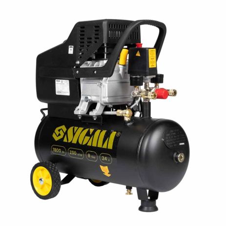 Компрессор одноцилиндровый 1.8кВт 230л/мин 8бар 24л (2 крана) SIGMA 7043131 Компрессор одноцилиндровый 1.8кВт 230л/мин 8бар 24л (2 крана) SIGMA 7043131
