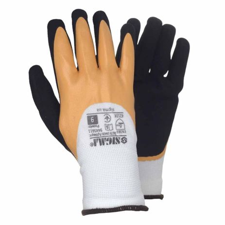 Трикотажные перчатки с двойным латексным покр., р9 (желто-черные, манжет) SIGMA 9445611 Трикотажные перчатки с двойным латексным покр., р9 (желто-черные, манжет) SIGMA 9445611