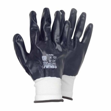 Перчатки трикотажные с полным нитриловым покрытием р10 (черные, манжет) SIGMA 9443561