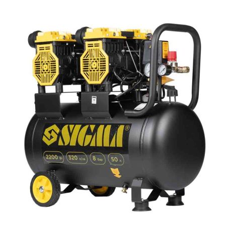 Чотирициліндровий безмасляний компресор 2.2кВт 1400об/хв 320л/хв 8бар 58дБ 50л SIGMA 7042551 Чотирициліндровий безмасляний компресор 2.2кВт 1400об/хв 320л/хв 8бар 58дБ 50л SIGMA 7042551