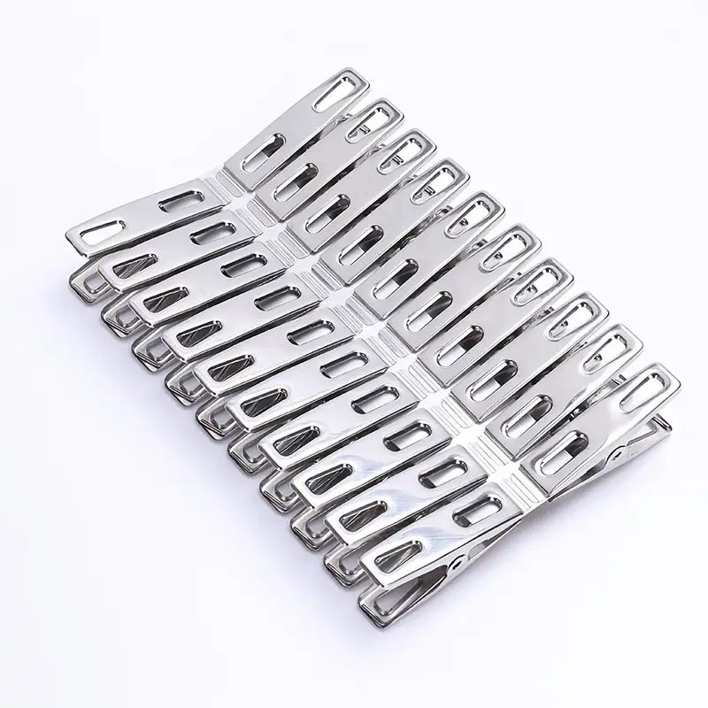 Прищіпки універсальні 10*45мм із нержавіючої сталі плоский затискач набір 20шт Silver Прищіпки універсальні 10*45мм із нержавіючої сталі плоский затискач набір 20шт Silver