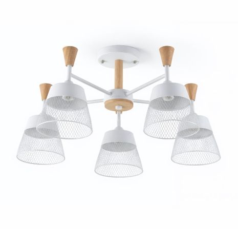Люстра стельова на 5 плафонів VALESO XL25020-5 для вітальні та спальні Білий дерево XL25020-5