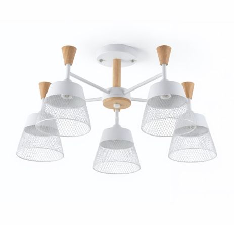 Люстра стельова на 5 плафонів VALESO XL25020-5 для вітальні та спальні Білий дерево XL25020-5