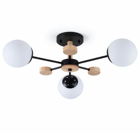 Люстра стельова на 3 плафони VALESO XL25061-3 для вітальні та спальні Чорний дерево XL25061-3