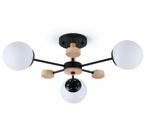 Люстра стельова на 3 плафони VALESO XL25061-3 для вітальні та спальні Чорний дерево XL25061-3