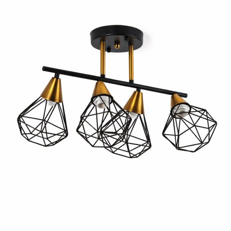 Люстра стельова на 4 плафони VALESO XL25115-4 для вітальні та спальні Чорний Мідь XL25115-4