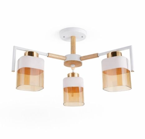 Люстра стельова на 3 плафони VALESO XL25010-3 для спальні та вітальні Білий+Золото XL25010-3