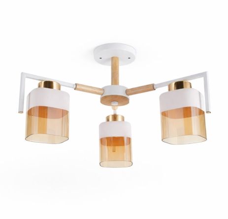 Люстра стельова на 3 плафони VALESO XL25010-3 для спальні та вітальні Білий+Золото XL25010-3