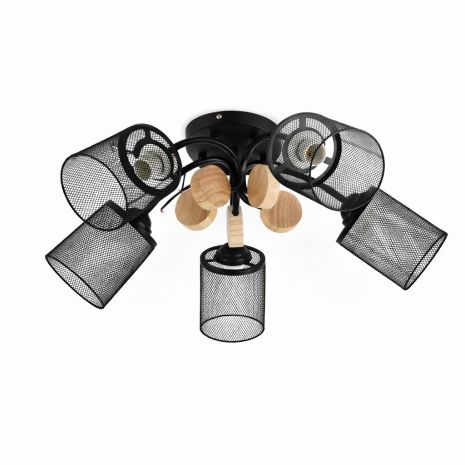 Люстра стельова на 5 плафонів VALESO XL25025-5 для вітальні та спальні Чорний XL25025-5