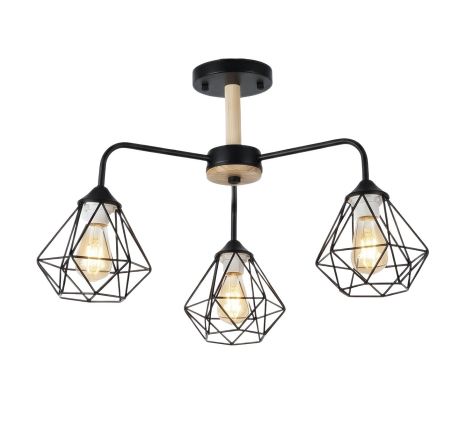 Люстра стельова на 3 плафони VALESO XL25013-3 для вітальні та спальні Чорний XL25013-3