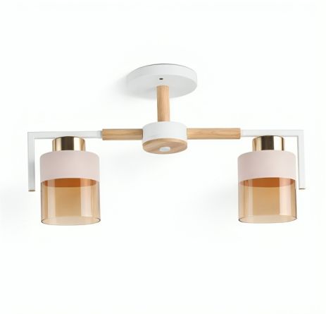 Люстра стельова на 2 плафони VALESO XL25010-2 для спальні та передпокою Білий+Золото XL25010-2