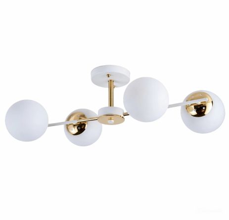 Люстра потолочная на 4 плафона VALESO XL25080-4 для спальни и гостиной Белый+Золото XL25080-4