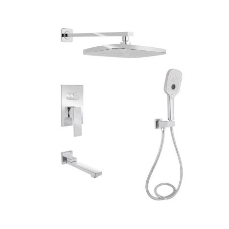 Душевая система скрытого монтажа Qtap Gemini для трёх потребителей Chrome