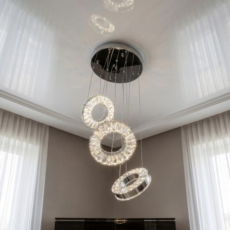 Світлодіодна кришталева підвісна люстра Linisoln 80W до 18 м² колір Хром 7270/10SS HR