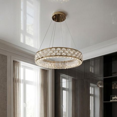 Кругла люстра з кристалами Artlight 81W м² колір Золотистий 3042/600GD