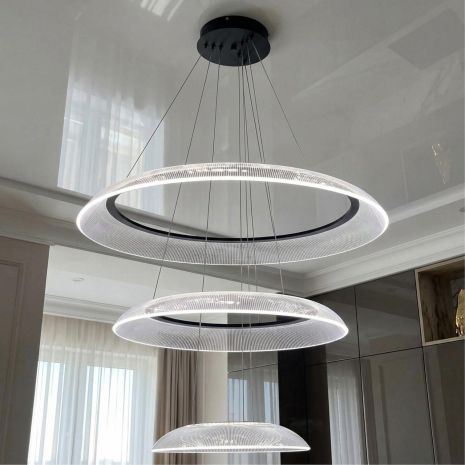 Каскадна люстра Лед Artlight 58W до 12 м² колір Чорний 6361/40+60+80B BK