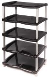 Полка для обуви 5 уровней "Нормал" черно-серая