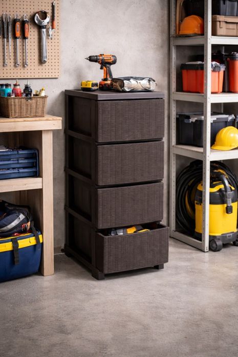 Комод ротанг на 4 ящика 35*45*86 см коричневый