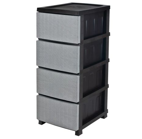 Комод ротанг на 4 ящика 35*45*86 см серо-черный