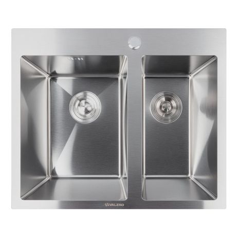 Мойка кухонная нержавеющая сталь на две чаши для кухни VALESO 60*50D Handmade 3.0/0.8