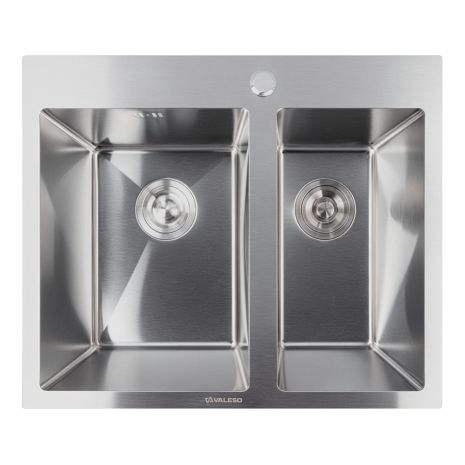 Мойка кухонная нержавеющая сталь на две чаши для кухни VALESO 60*50D Handmade 3.0/0.8
