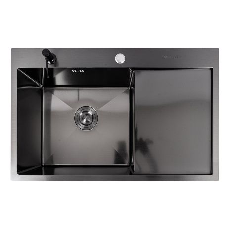 Мойка кухонная нержавеющая сталь PVD черная для кухни VALESO CM 78*50 L DÉCOR Handmade 3.0/0.8