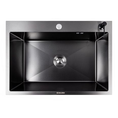 Мойка кухонная нержавеющая сталь PVD черная для кухни VALESO 70*50 DECOR Handmade 3.0/0.8