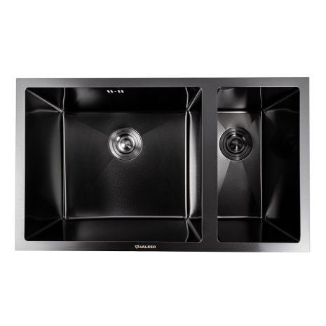 Мойка кухонная нержавеющая сталь PVD черная монтаж под столешницу для кухни VALESO 76*45 Handmade 3.0/0.8