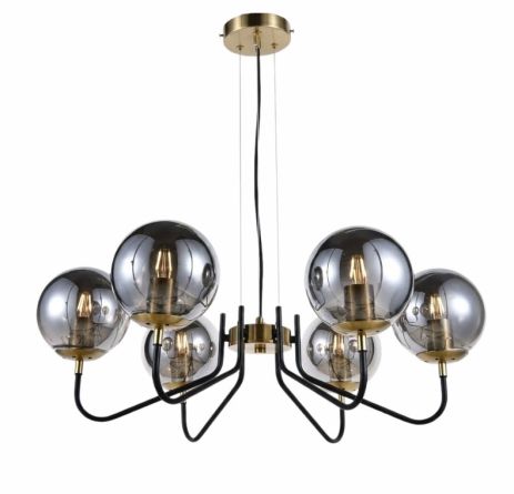 Потолочная люстра на 6 плафонов VALESO 512-6 для гостиной и спальни Черный Медь