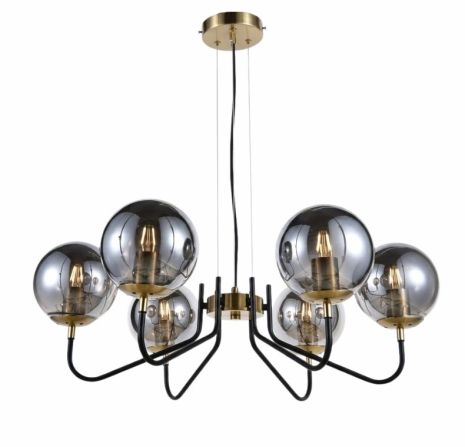 Потолочная люстра на 6 плафонов VALESO 512-6 для гостиной и спальни Черный Медь