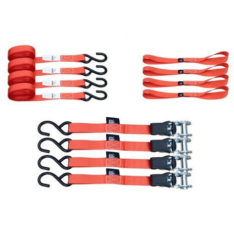 Набір стяжних ременів з храповим механізмом, S-гаками та захисними петлями (Soft Loops) 4 шт., 680 кг TORIN TRZD-RL Набір стяжних ременів з храповим механізмом, S-гаками та захисними петлями (Soft Loops) 4 шт., 680 кг TORIN TRZD-RL
