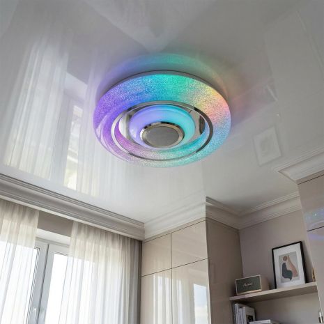 Светильник с колонкой в спальню Diasha 70W до 16 м² цвет Белый DB-8314/400RGB+MP3