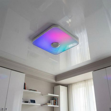 Светодиодная люстра MP3 с пультом Diasha 80W до 18 м² цвет Белый DB-8501B/500x500RGB+MP3