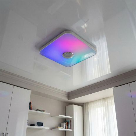 Світлодіодна люстра MP3 з пультом Diasha 80W до 18 м² колір Білий DB-8501B/500x500RGB+MP3