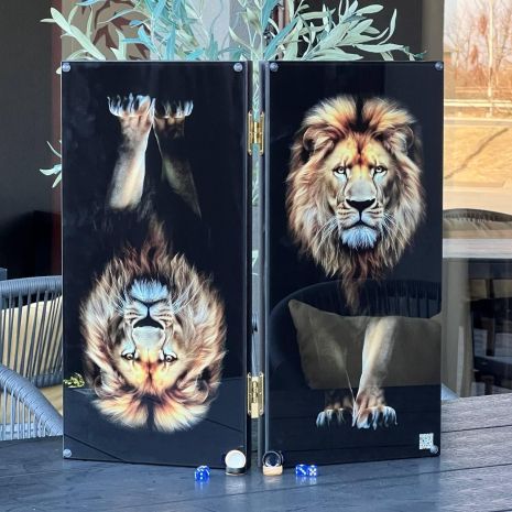 Нарды из стекла Величественный лев 50/60 см. 600 Нарды из стекла Величественный лев 50/60 см. 600