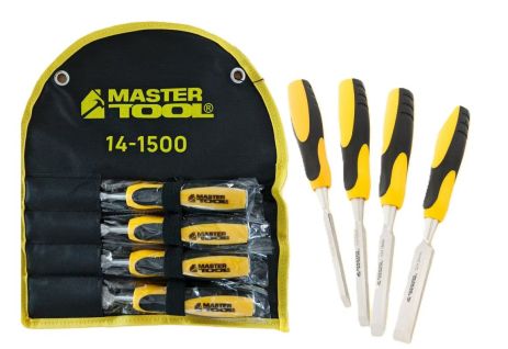 Стамески ударні з двокомпонентними ручками 6/12/18/24 мм CrV набір 4 шт у чохлі MASTERTOOL 14-1500