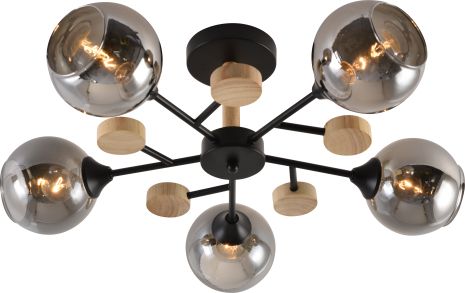 Декоративная люстра IS XA1580B-5 BK+WOOD