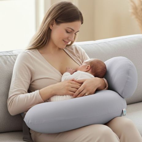 Подушка для годування немовлят “Диванчик” 60×70×16 см, антиалергенна, трикотаж сірий беж (8-36177*003)