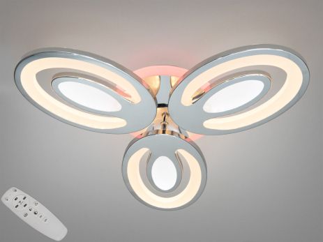 Люстра с диммером и подсветкой Diasha 60W до 16 м² цвет Хром 2528/3HR 3col dim